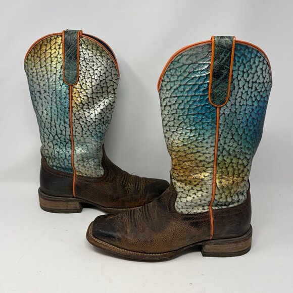 Ariat Gringa Western Boots 7 rainbow fishscale iridescent - Picture 9 of 13